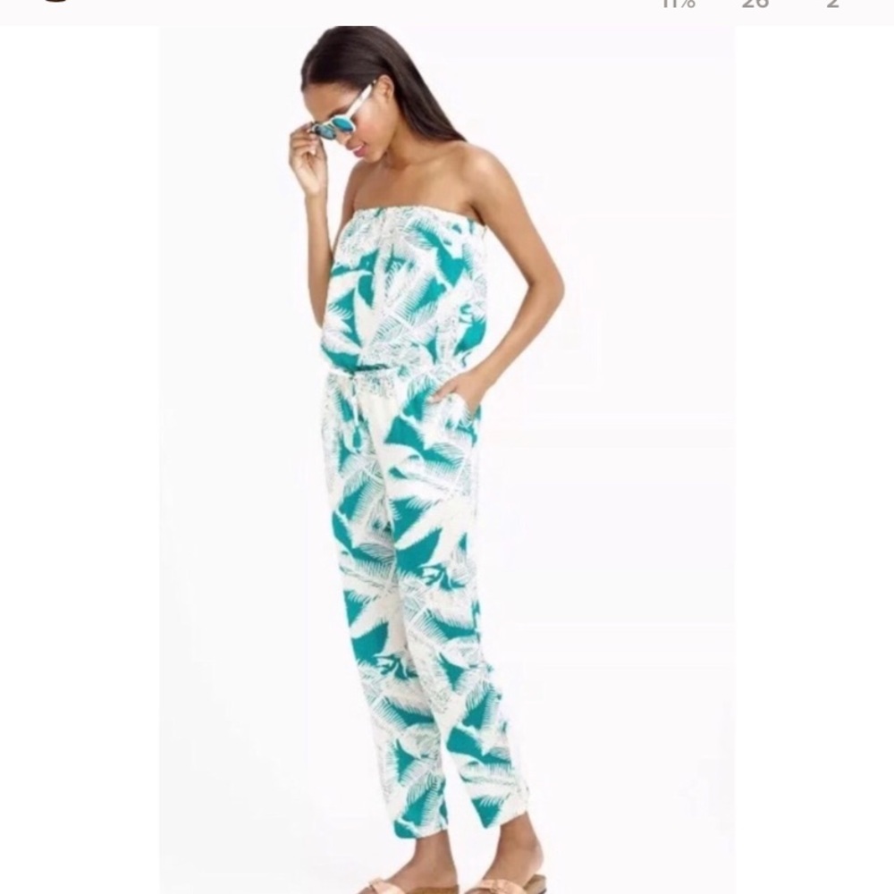 J Crew Silk tropical romper size L